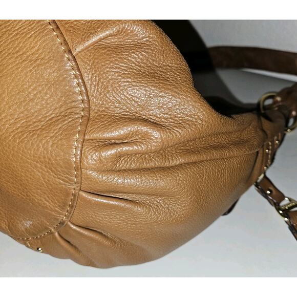 B. Makowsky Brown Soft Leather Hobo Bag Satchel Studded Detail 13x12x7 - Picture 10 of 12